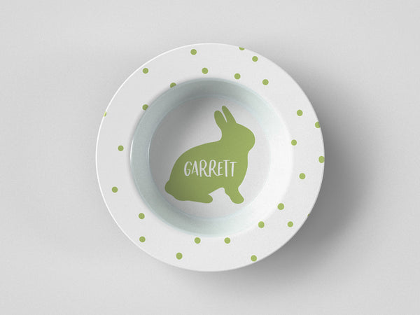 Easter Bunny Silhouette Green Bowl