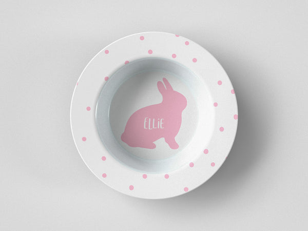 Easter Bunny Silhouette Pink Bowl