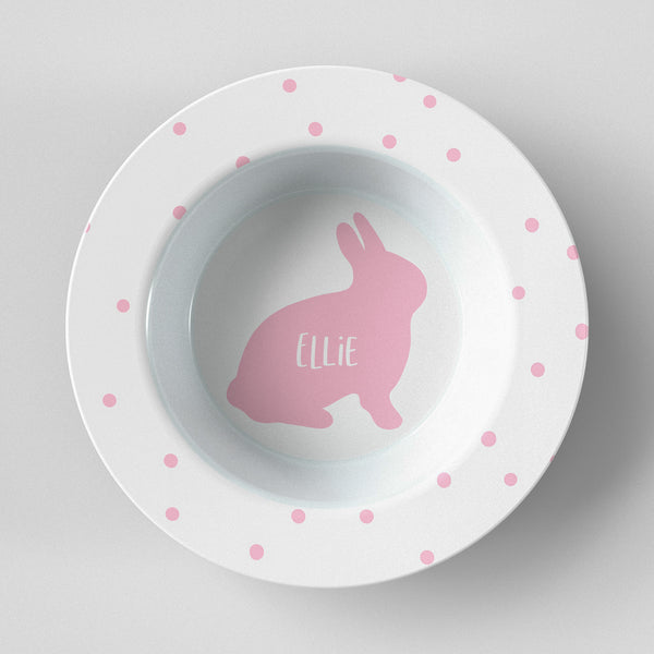 Easter Bunny Silhouette Pink Bowl